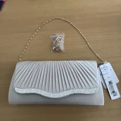 ベージュ ビーズ装飾 パーティーバッグ