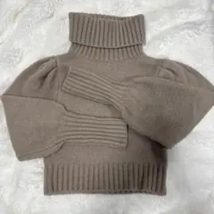 ZARA ベージュ ショート丈 タートルネックニット