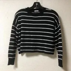ジーユー レディース　 薄手セーターショート丈 サイズM ブラック　ボーダー