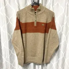 Lacoste✴︎ハーフジップニットセーター✴︎ベージュオレンジ