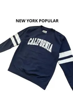 ニューヨークポピュラー ロゴスウェットプルオーバー Lサイズ ネイビー 男女兼用