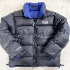 肉厚　FIRST DOWN リバーシブル ダウンジャケット ブラック ブルー　L