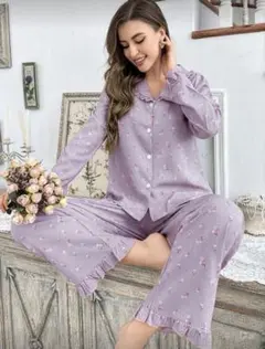 【新品】 SHEIN 花柄パジャマ ラベンダー L