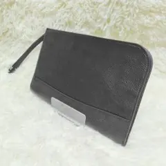 TAKEO KIKUCHI タケオキクチ クラッチバッグ 無地 レザー ブラック