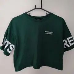 ダークグリーン Tシャツ Mサイズ へそだしトップス 半袖 レディース 美品