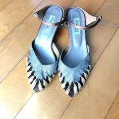 elegance卑弥呼 25cmオープントゥサンダル グレー/ベージュのサムネイル