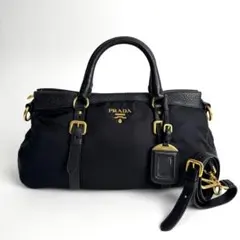 【未使用に近い】PRADA プラダ 2way ミニボストンバッグ ショルダー 黒