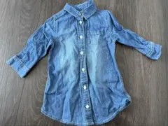 デニムボタン付き長袖シャツ 80cm 即日発送
