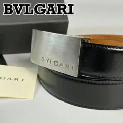 【美品】ブルガリ ロゴバックル ベルト シルバー ブラック イタリア製 美品】BVLGARI ブルガリ ベルト シルバー ブラック イタリア製