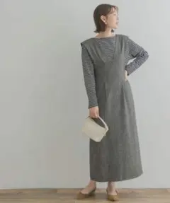 F by ROSSO　ツイードストレートジャンパーワンピース