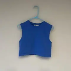 ZARA ブルー ノースリーブ クロップドトップス Mサイズ