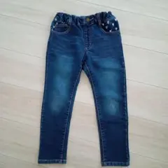 厚手 デニムパンツ ハート柄ポケット 防風