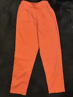 オレンジ パンツ スラックス　ゴムウエスト