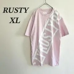 RUSTY Tシャツ XL ピンク スポーツ カジュアル サーフ ストリート