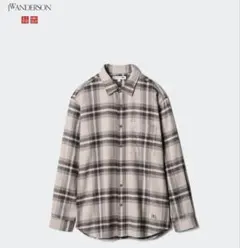 UNIQLO JW ANDERSON フランネルチェックシャツ ライトグレー M