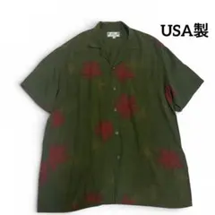 【USA製】TWO PALMS アロハシャツ 総柄 レーヨン ハワイアンのサムネイル