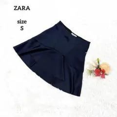 ZARA ザラ フレアスカート ミニスカート ストレッチ 綺麗め ネイビー Sのサムネイル