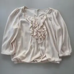 EMMA JAMES フリル付き 淡いピンク 五分袖ブラウス