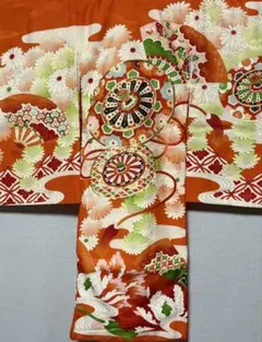 未使用品　和服　七五三　女の子　金駒刺繍　花車模様　初着(お宮参り)長襦袢付