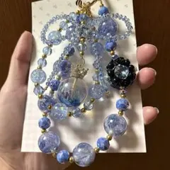 スマホストラップ 大玉ストラップ 高級ストラップ ブルー 水色