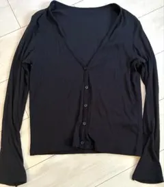 UNIQLO ユニクロ リブVネックカーディガンMサイズ　ブラック