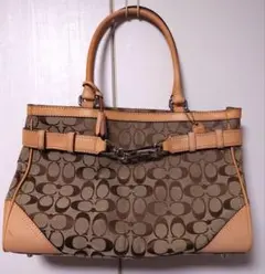 【売切価格】Coach ロゴ柄 トートバッグ ベージュ/ブラウン