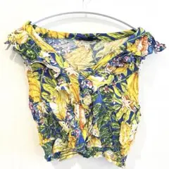 ★RACHEL ROY【L】 半袖クロップドシャツ 花柄 総柄 海外古着オシャレ