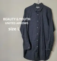 BEAUTY&YOUTH チェック長袖シャツ ロング丈