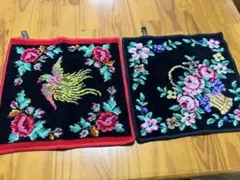 新品FEILER 花柄刺繍タオルハンカチ2枚セット　30cm ドイツにて購入