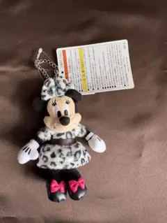 【グレー】ヒョウ柄 ミニー ぬいぐるみチャーム ぬいぐるみキーホルダーのサムネイル