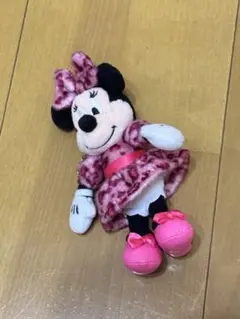 ミニー ヒョウ柄 レオパード ぬいぐるみチャーム ピンク　キーホルダー