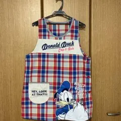 ドナルドダック チェック柄　 幼稚園エプロン