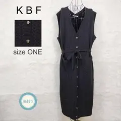 KBF ケービーエフ ケーブルニットベストワンピース ウール混 黒 [One]