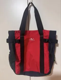 美品　オニール　大容量　しっかり丈夫な素材　トートバッグ　赤＆黒
