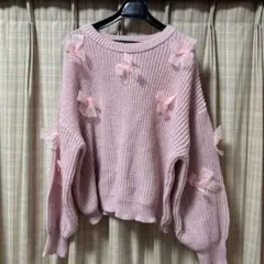 新品　リボン付き　プルオーバー　セーター　ピンク　4L