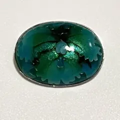 七宝焼　ブルーフラワー　カトレア　銀色　ブローチ　Used ヴィンテージ