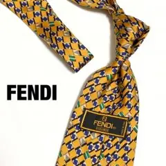 【廃盤】FENDI シルク ネクタイ 総柄 ストライプ 剣幅9.5 イタリア製