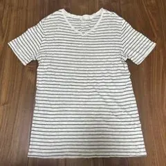 ストライプ Vネック Tシャツ 半袖