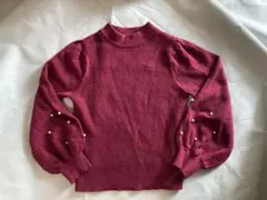 anySiS パール付き袖ボリュームニット ボルドー