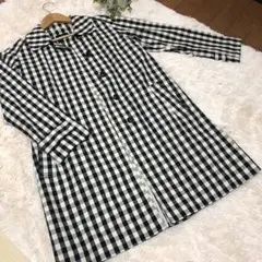 ユニクロ ブラックチェック コート