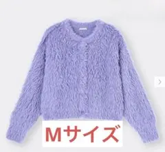 フェザーヤーンクロップドカーディガン パープル Mサイズ