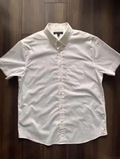 BANANA REPUBLIC 半袖ボタンダウンシャツ ホワイト Lのサムネイル