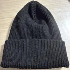 ブラック リブ編み ニット帽