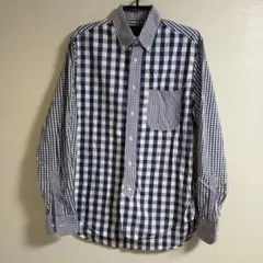美品　ギットマンブラザーズ　gitman bros チェックシャツ　切り替え　紺