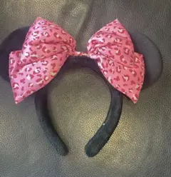 ミニー耳カチューシャ ピンクヒョウ柄