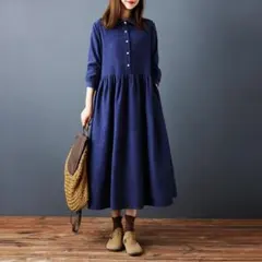 シャツワンピース おしゃれ度高め 着痩せ ゆったり 無地 前ボタン ロング