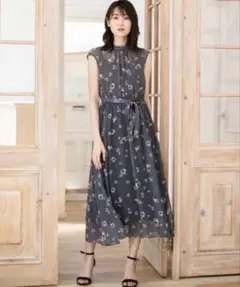 ANAYI フラワードットプリントスタンドワンピース 36 インナー付き