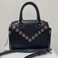 ✨希少 美品✨ディーゼル ボストンバッグ 2way ショルダー スタッズ 黒　革