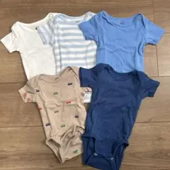 H&M オーガニックコットン ベビー肌着 被りタイプロンパース5枚セット