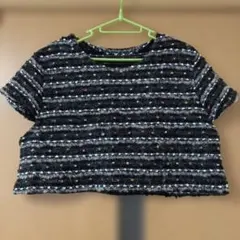 カラフルな点のストライプニットベスト　ジレ